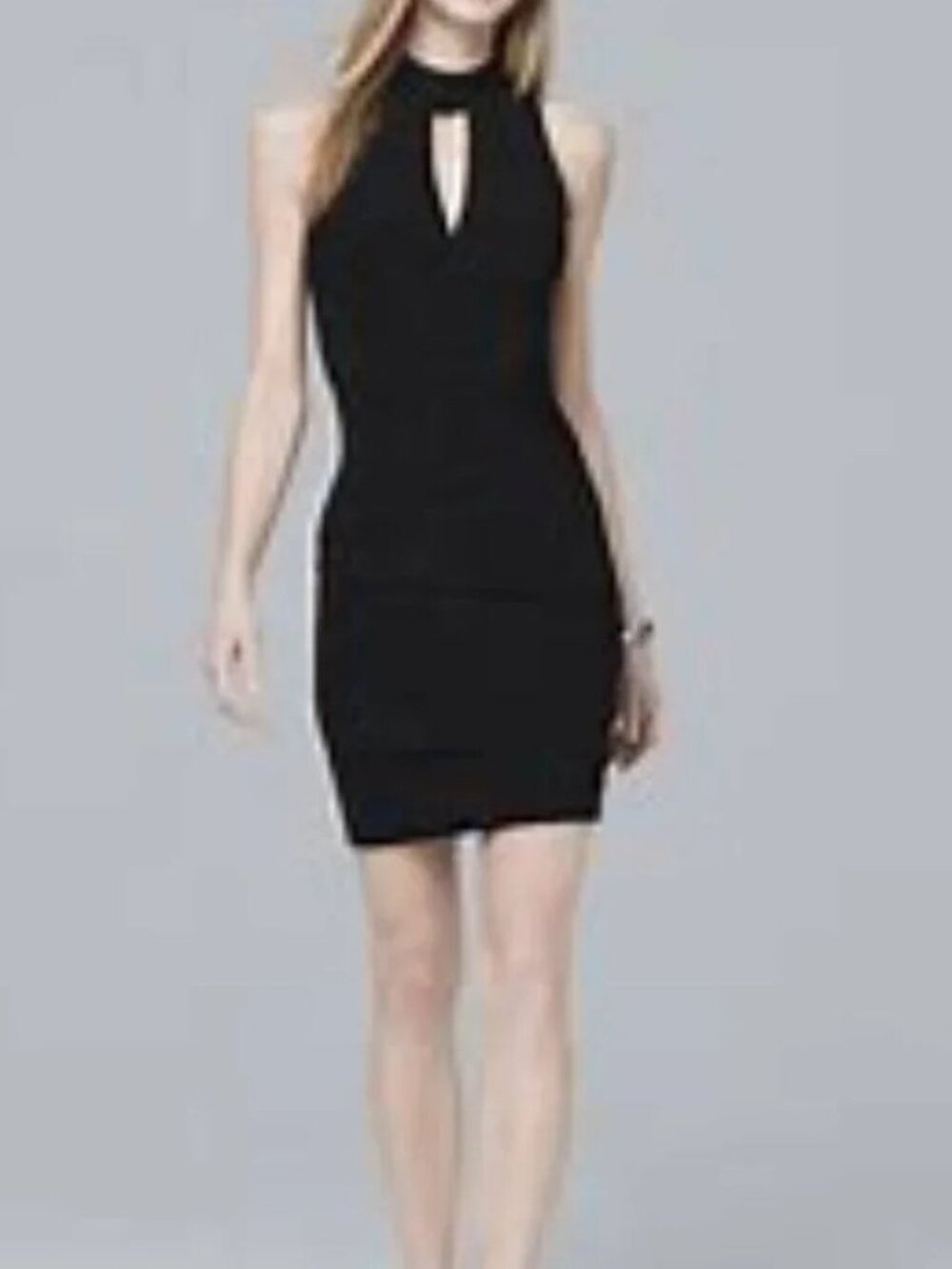 WHBM Mock NeckKeyhole Black Instantly Slimming Dress Size 2 NWT